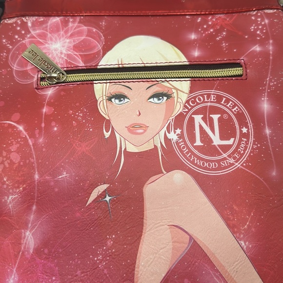 Nicole Lee pink red studded rhinestone fashion purse with missing strap - Picture 6 of 9